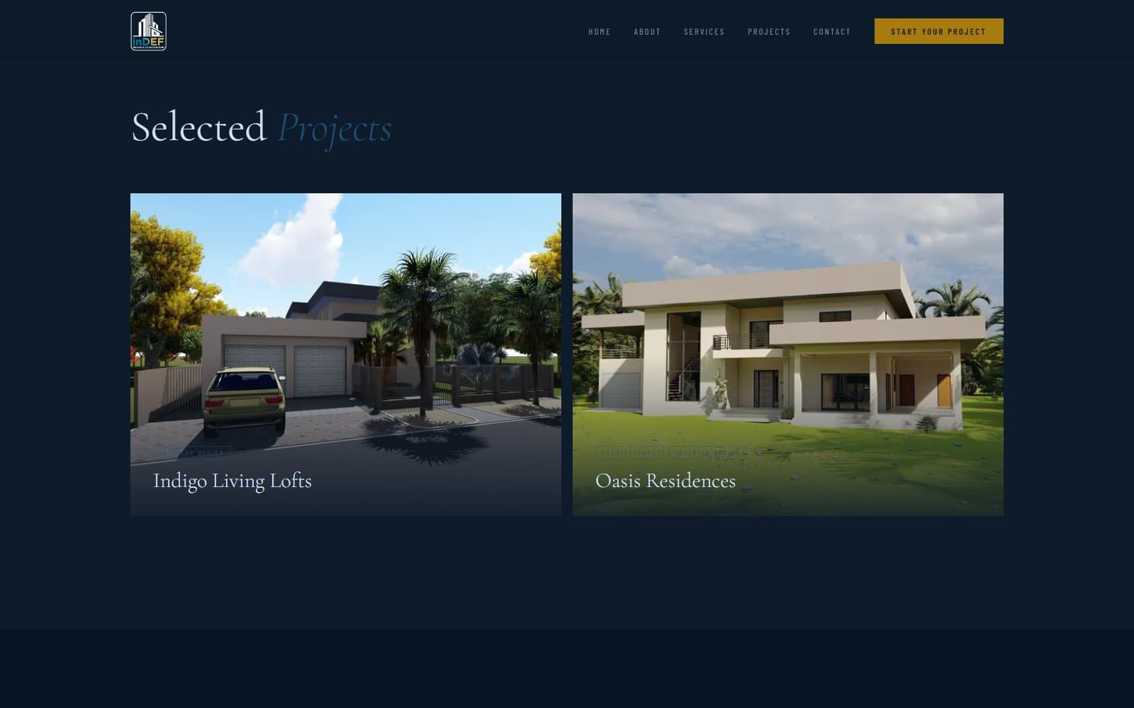 Projectoverzicht op de site van Indef Design